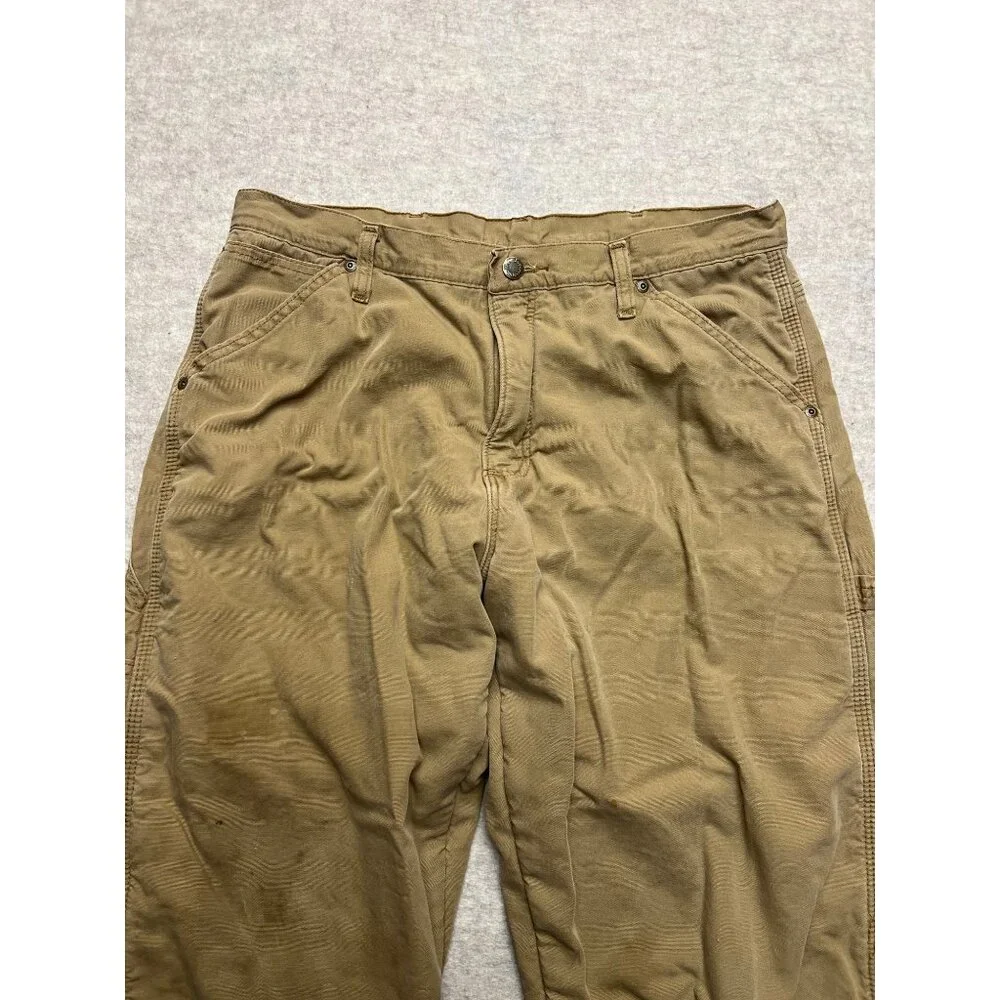 Wrangler Lined Tan Workwear Distressed Carpenter Pants 34 X 30 - Picture 2 of 13
